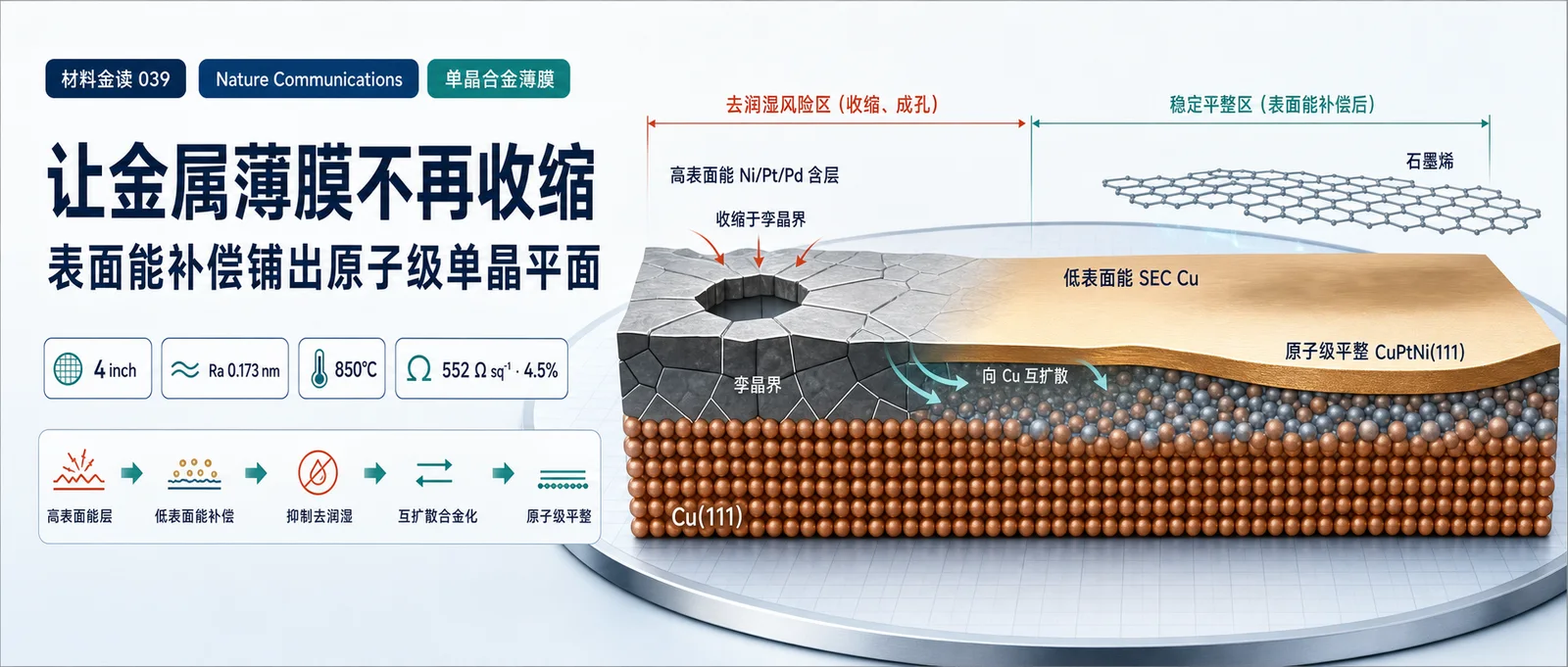 材料金读 039：让金属薄膜不再收缩：表面能补偿铺出原子级单晶平面